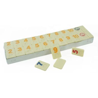 China Rummy Gambling Tiles Melamine Eco-Friendly Rummy Chips Game Set Rummy Ivory Mahjong No Package for sale