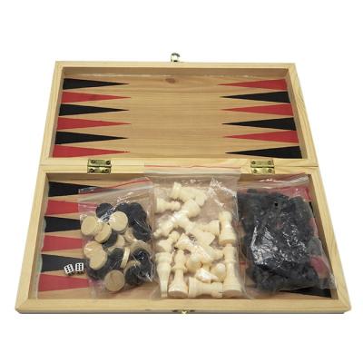 China New Classic Custom Small 3 in 1 Game Set Wooden Board Game Prepared Hits 29cm*14.4cm*3.4cm for sale