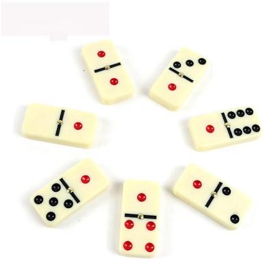 China Double Six Ivory Color Wooden Box Melamine Professinal Dominoes Factory With Black And Red Dot for sale