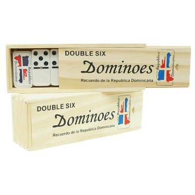 China Wholesale Custom Melamine Dominoes Dominican Republic Double Six Dominoes Blocks Set With Wooden Box for sale