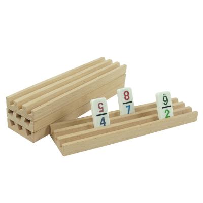 China Durable Solid Wooden Rummy Game Domino Accessory Serving Racks Wooden Domino Rack Board Game Tray Set 4PCS For Sale for sale