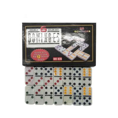 China Dot Design White Cardboard Dominoes With Custom New 6 Color Melamine Double Domino Juegos Manufacturers for sale