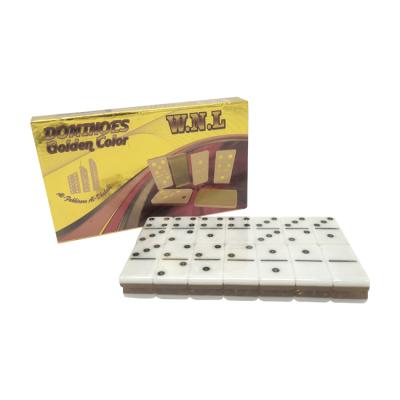 China Custom Acrylic Double Decker Gold Domino Board Game With Gold Cardboard Box for sale