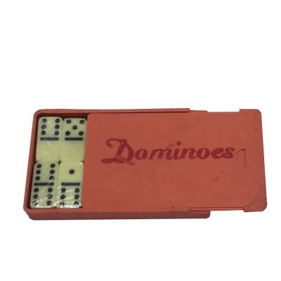 China Melamine Plastic Box Packing Custom Logo D6 Domino Design Dominoes Game Set for sale