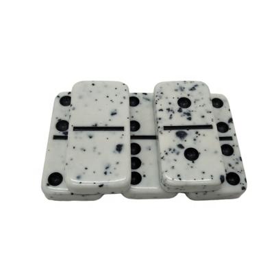 China Melamine Dominoes Double Six Set Black And White Dots Marble Effect Domino Factory Supply Directly for sale