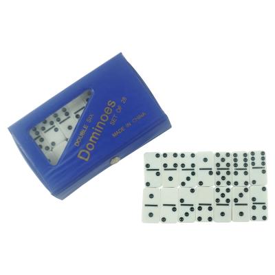 China Professional Melamine Double Six Dominoes White Domino Set With PVC Box for sale