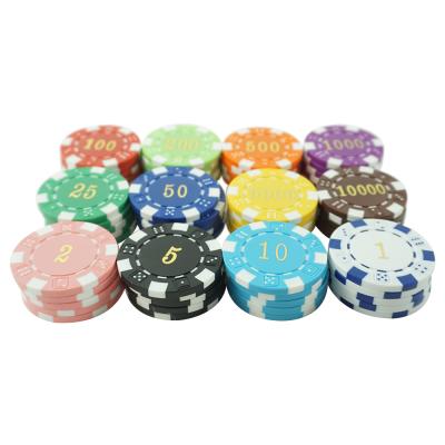 China Eco-friendly any design can do custom made ABS metal number cheap plastic printing poker chips with different value poker for sale for sale