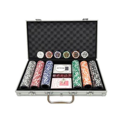 China Ceramic Poker Chips Set of 300 Pieces with Silver Aluminum Case for sale