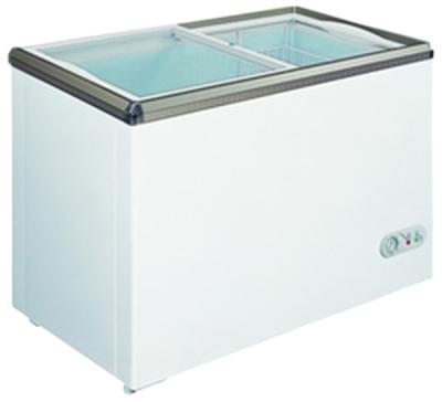 China 150L/200L COMPRESSOR Flat Surface Sliding Glass Door Chest Freezer Showcase for sale