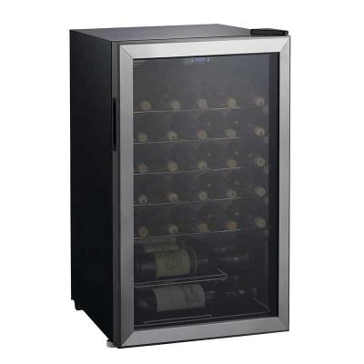 China Commercial 35 Bottles Freestanding Stainless Steel Single Zone Wine Fridge Cooler For Sale for sale