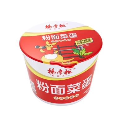 China Medium Spicy Vegetarian Instant Noodles Barrel Pack Tangy Spicy Flavor Vermicelli with Needle Mushroom for sale