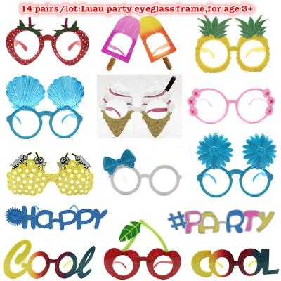 China 14pairs/box Classic Design Luau Party Glasses Frame Hawaiian Plastic Party Or Party Feast Decoration Glasses For Age 3+ for sale