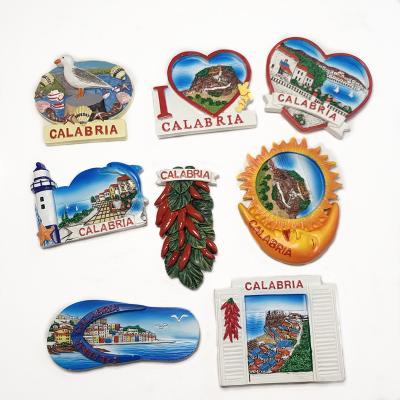 China Polyresin CALABRIA Customized Home Decoration 3D Polyresin Fridge Magnets Travel Souvenir Collectible Gift Crafts for sale