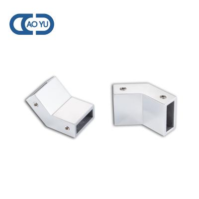 China Modern Chrome 135 Degree Metal Glass Display Two Way Connector for sale