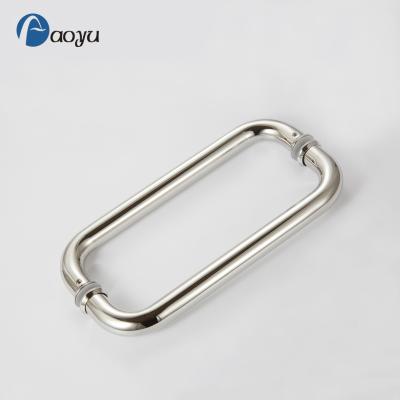 China Modern Stainless Steel O Shape Glass Door Handle , Commercial Double Side Door Pull Handle For Bathroom for sale