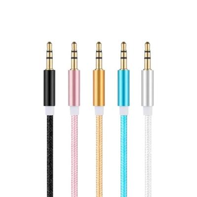 China Mobile Phone Types Hot-sell JSS-038 1M 3.5 Audio Cable to 3.5 Male to AUX Stereo Audio Cable. male with 3.5 mm metal jack braided plug cable for sale