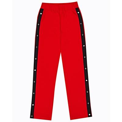 China Anti-Wrinkle Wide Leg Pants Side Decorative Band With Button Womens Pants And Trousers for sale