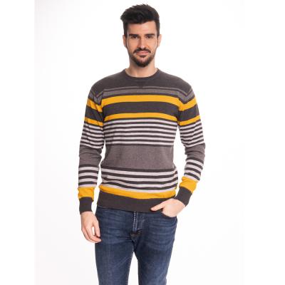 China Anti-pilling Wholesale Customized Logo Dye Stripe Long Sleeve Positioning Yarn Sweater For Men for sale