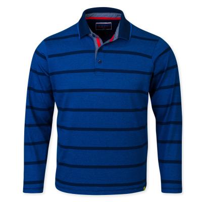 China Anti-pilling Oxford Collar Backing And Planket Yarn Dye Stripe Polo Shirt Long Sleeve for sale