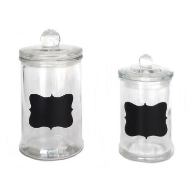 China Freshness Preservation CP114S 300ml 650ml Food Grade Storage Jar Candy Glass Jar With Chalkboard Printing With Glass Lid for sale