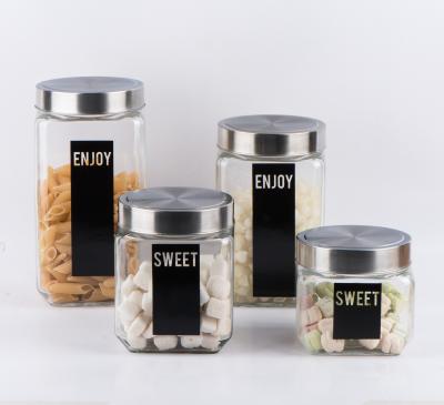 China Square CCP095K15 2100ml 1650ml 1250ml 800ml Freshness Preservation Wide Mouth Glass Jar Square Food Jar With Decal Printing for sale