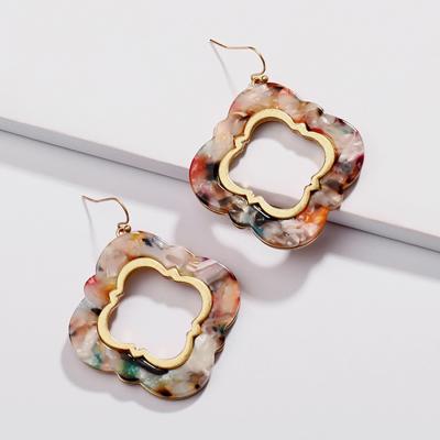 China TRENDY Leopard Acetate Women Fashion Acrylic Geometric Square Drop Earrings for sale