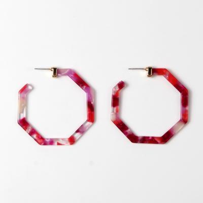 China Hot Sale BOHEMIA Resin Acetate Circle Earrings Geometric Acrylic Stud Earrings For Women for sale