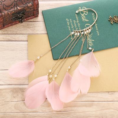 China BOHEMIA Women Long Chain Tassel Earrings Fashion Feather Earrings for sale