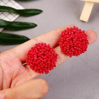 China FASHIONABLE Korean cute handmade beaded earrings stud earrings European and American geometric acrylic jewelry wholesale for sale