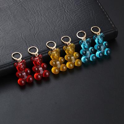 China 2021 new romantic small fresh transparent candy color bear earrings fashion simple male and female student bag pendant for sale