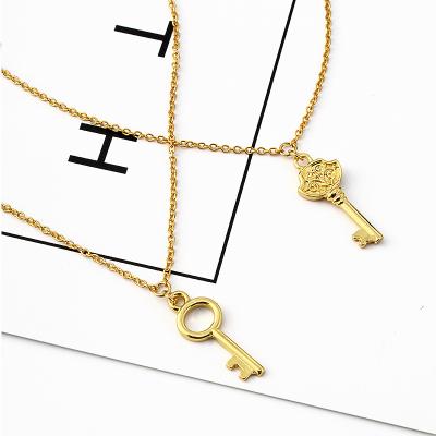 China Wholesale 2021 Fashion Girls Youth Simple Trendy Pendant Necklace Gold Color Key Necklace for sale