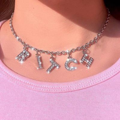 China FASHIONABLE instant English simple female popular necklace ornaments diamond temperament choker pendant necklace letter for sale