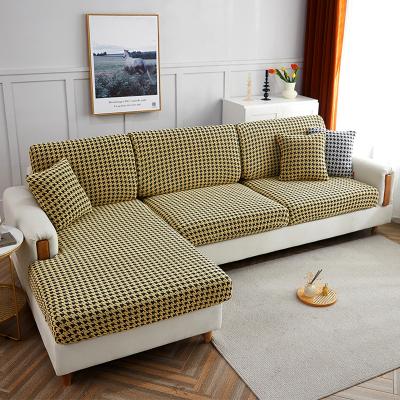 China Amazon Hot Sale Houndstooth Jacquard Elastic Seater Anti Slip Stretch Sofa Cover for sale