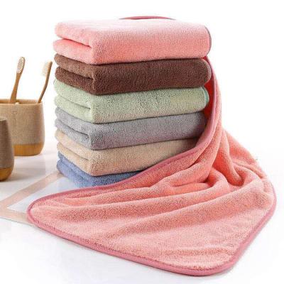 China Kid Safe Coral Plain Polyester Quick Dry Bath Towel Velor Set For Home And Hotel for sale