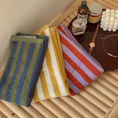 China New Design Child Safe Quick Dry Absorbent Striped Organic Cotton Hotel Bath Towel Set for sale