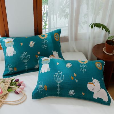 China Anti-Static Stock Sublimation Printed Muslin A Grade 100 Cotton Kids Baby Pillow Case Sets For Bedroom for sale