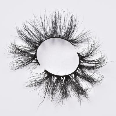 China 25mm Length Mink Eyelashes Flexible Tapered Eyelashes Vendor Hand Made 3D Mink Strip Eyelashes for sale