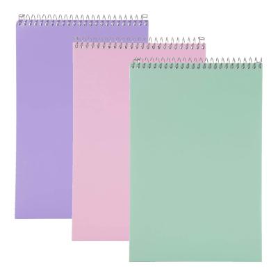 China 100 Sheets Clear Cover Loose Leaf EN71 Large School Study Note Wire Tie Top Spiral Notebook for sale