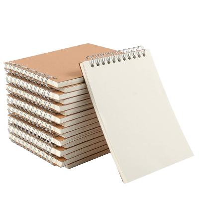 China Spiral Top Flip Spiral Bound Sketch Pad A6 Sheet Cardboard Cover Wrapping Paper Brown Crafting 60 White Drawing Paper for sale