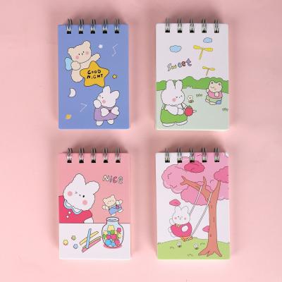 China Custom Size Loose-leaf Printing Kawaii Bunny Bear Cartoon Hardcover Book Shorts Stationary Pink Notepad Lovely Cute Cover Small for sale