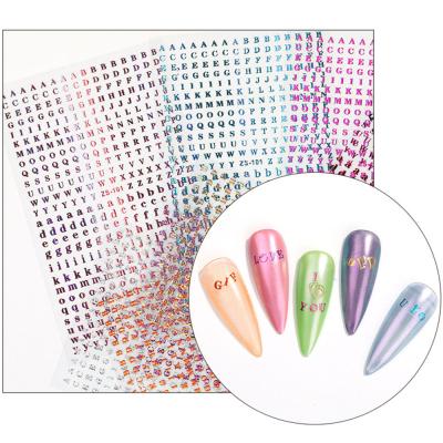 China Custom Luxury Waterproof Shinning Neon English Transfer Art Letter Glow Cartoon 3D Nail Decal Alphabet Sticker Alphabet Waterproof+Eco-friendly For Girl for sale