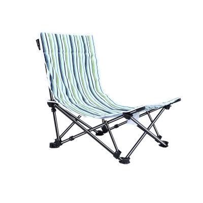 China Modern Factory Direct High Quality Portable Fabric Beach APL003 Stripe Camping Chair Low Foldable Metal Seat for sale