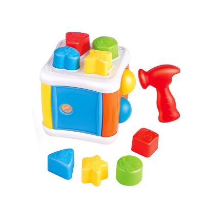 China Plastic Educational Game Learning Hexahedron Activity Beating Sorting Cube Toy Montessori Cube Shape Sorting Toy 54*38*53cm for sale