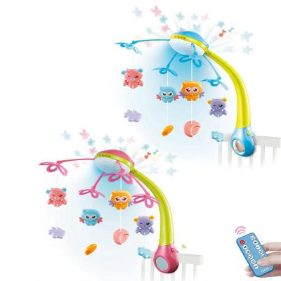 China Hot Selling Baby Hutch Toy Amazon Battery Operated Remote Control Cute Crib Projection Rotating Musical Mobile With Hanging Toys for sale