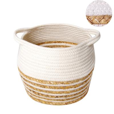 China Corn Storage Basket Organizer Home Cotton Rope Sustainable Folding Cotton Rope And Basket For Storage for sale