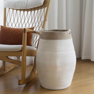 China Modern Jumbo Laundry Hamper 24 Inch - Cotton Rope Woven Tall Hamper Basket For Laundry Clothes Bathroom for sale