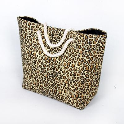 China Large Summer NATIONAL Handbag Fashion Shoulder Bag Canvas Beach Factory Factory Bsci Leopard Print Tote Beach Bag for sale