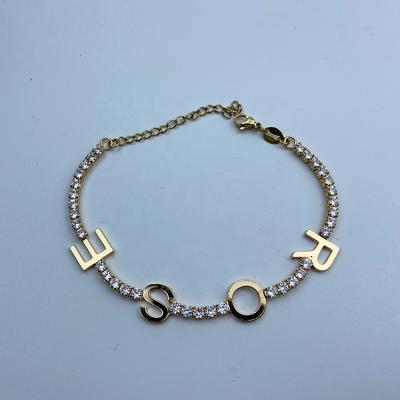 China Environmentally Friendly Elegant Stainless Steel Women's Cut Jewelry Bead Logo Bracelet Inlaid Customized Charm Custom for sale