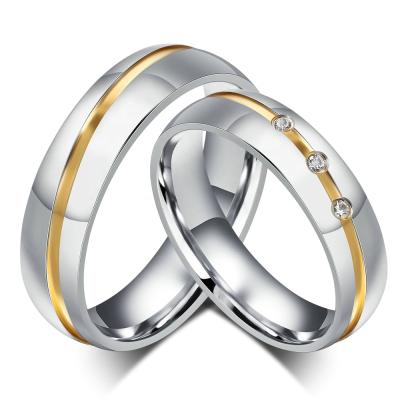 China Environmental Friendly Couple Stainless Steel Rings Gold Plated Couple Wedding Ring Jewelry Wholesale for sale