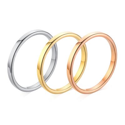 China Environmental Friendly Wholesale Colors 2mm Width Single Band Ring Design Stainless Steel Ring 3 For Women for sale